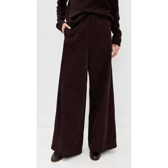 NEW ATM corduroy wide leg pull on pant in chocolate